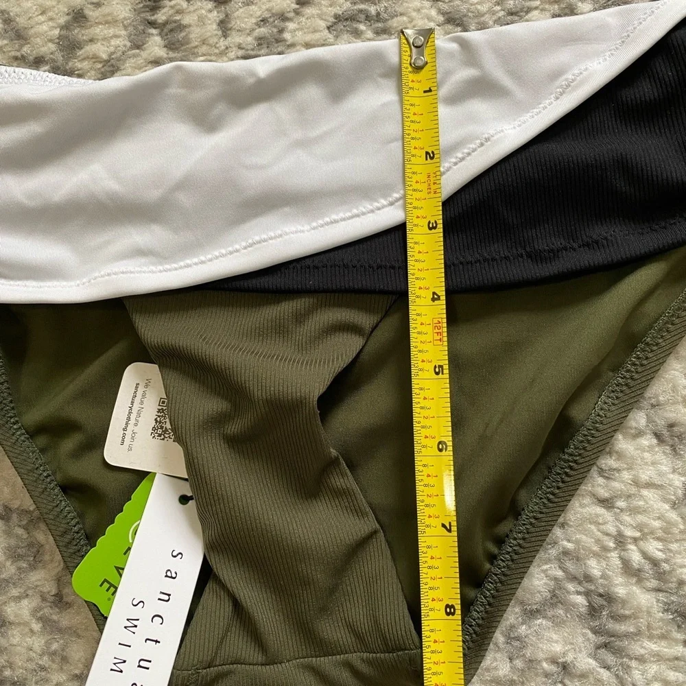 Sanctuary Block Party Wrap Hipster Swim Bottom Black White Green NEW - Picture 8 of 10
